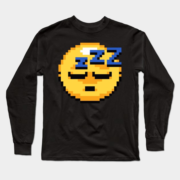 Snoozing Pixel Emoji Long Sleeve T-Shirt by Sprout Zombie